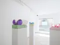 Sculture colorate in un ambiente minimalista, un gioco di forme e colori che invita all'esplorazione visiva.