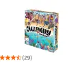Scatola del gioco da tavolo "Challengers! Beach Cup" con personaggi stravaganti su una spiaggia e in mare.