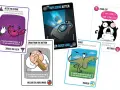 Carte da Exploding Kittens: Imploding Kitten, Feral Cat, Alter the Future, Draw from the Bottom e Reverse.