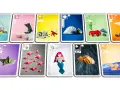 Carte da gioco con animali marini in origami: polpo, pinguino, medusa, granchio, marinaio, squalo, pesci, sirena, tartaruga, nuotatore. Un mondo di sea salt and paper.