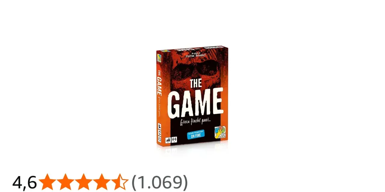Scatola del gioco da tavolo "The Game", con un teschio rosso e la scritta "Gioca finché puoi...". Include espansione.