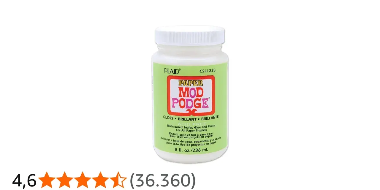 Barattolo di **Mod Podge** Gloss, sigillante, colla e finitura a base d'acqua per progetti in carta.