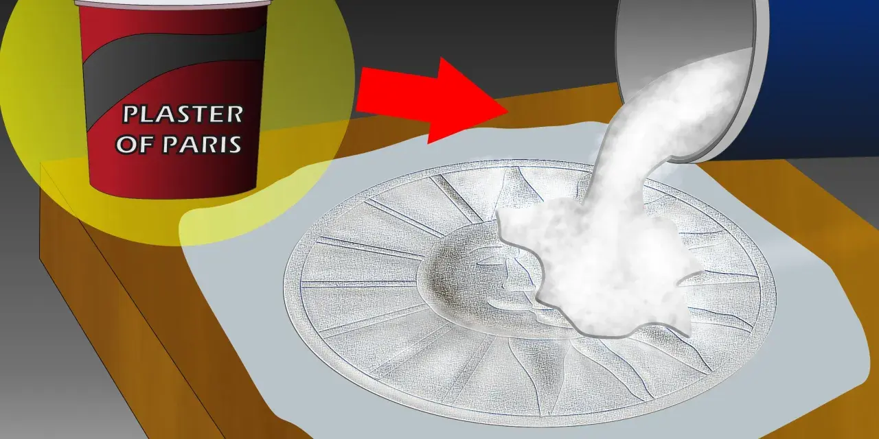 Creazione di stampi fai da te senza silicone: gesso versato in un modello dettagliato.