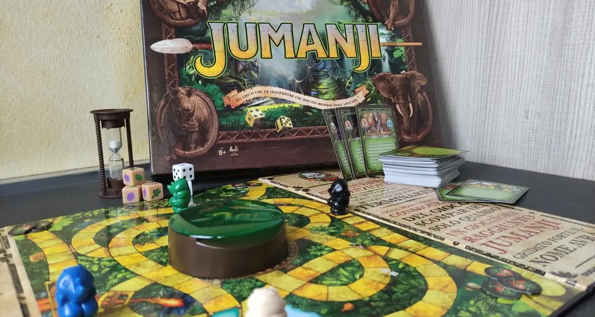 Il gioco da tavolo Jumanji, pronto per una nuova avventura. La recensione è quasi completa, manca solo il lancio dei dadi!