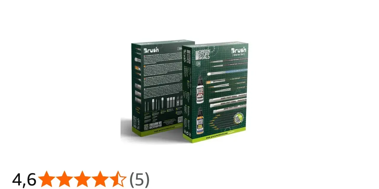 Set di pennelli Green Stuff World per modellismo. Include pennelli, detergenti e accessori per creare effetti realistici.