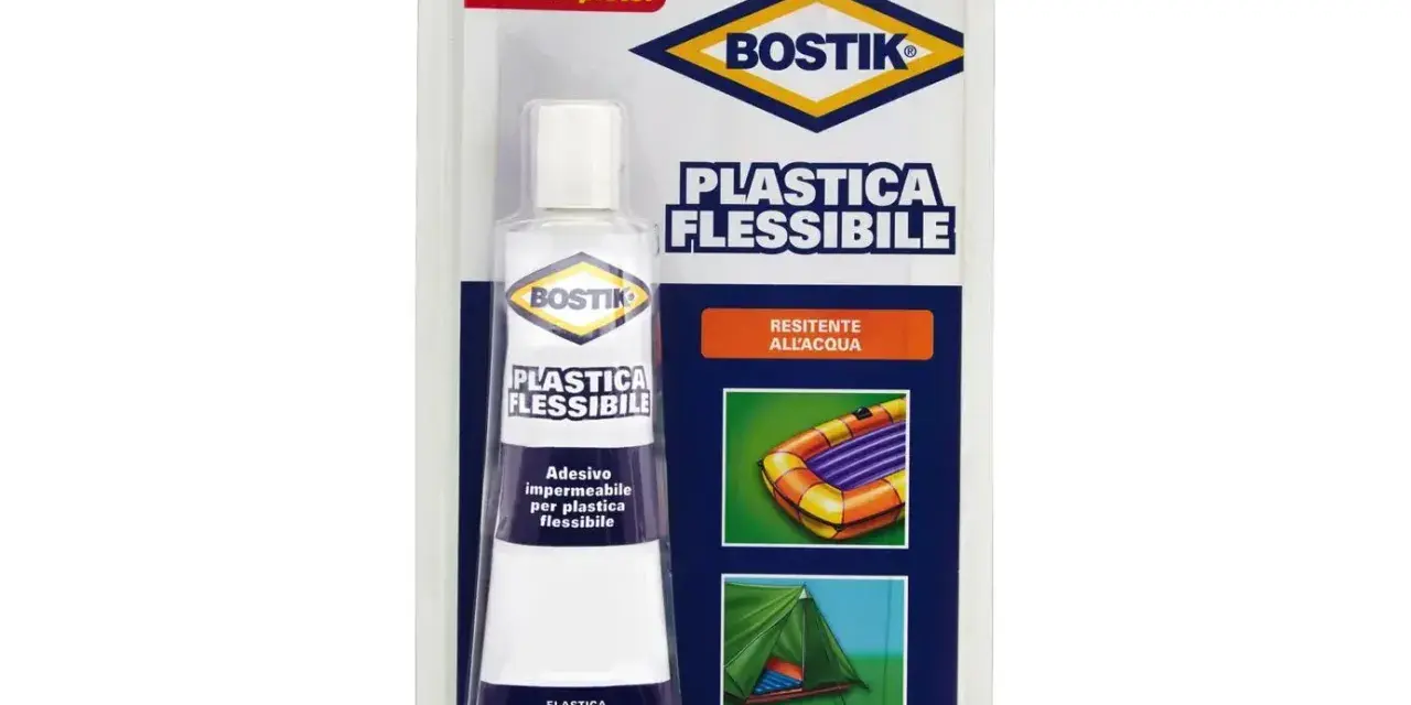 Kit Bostik per come incollare la plastica flessibile. Adesivo impermeabile e trasparente per riparare gommoni, tende e altri materiali.