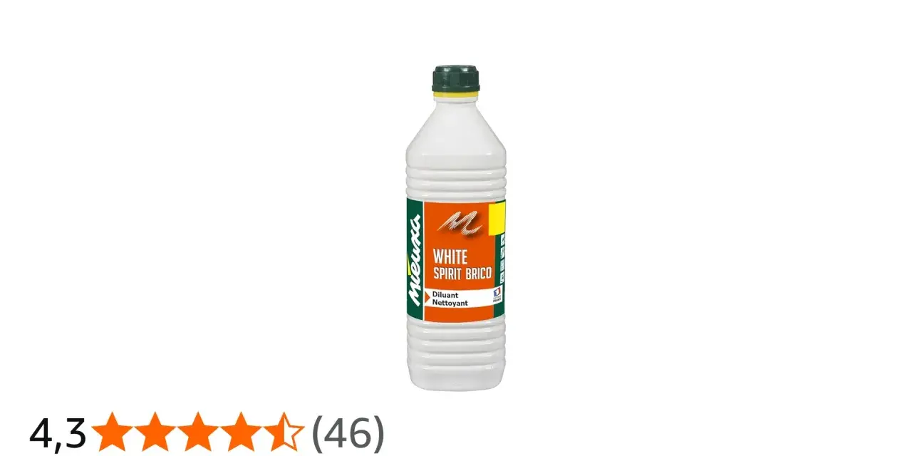 Flacone di white spirit solvente per pulizie e diluizioni.