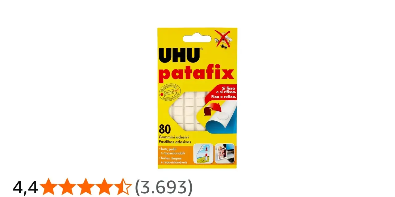 UHU patafix: gommini adesivi riposizionabili per fissare e rifissare. Ideali per foto e decorazioni.
