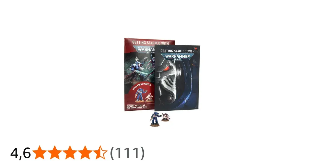 Due manuali "Getting Started with Warhammer 40,000" e miniature per iniziare i tuoi giochi di guerra.