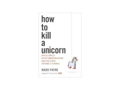 Copertina libro "How to kill a unicorn", con un unicorno di carta appeso.