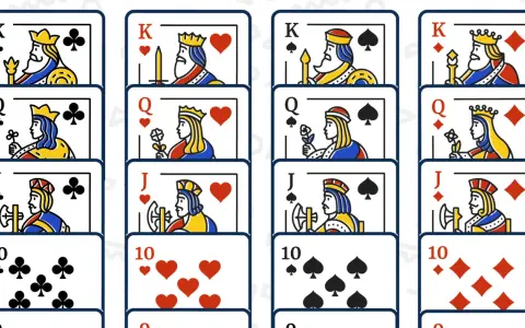 Carte da gioco: Re, Regina e Fante di cuori, quadri, fiori e picche. Un set completo per il tuo gioco di carte King.