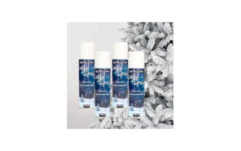 Quattro bombolette di neve spray Nataluna, per creare un effetto flocccata decorativo su alberi e decorazioni natalizie.