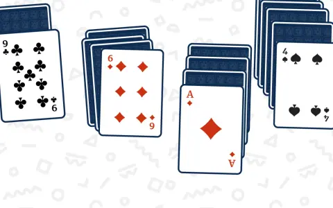 I più bei giochi di solitario: un 9 di fiori, un 6 di quadri, un Asso di quadri e un 4 di picche.