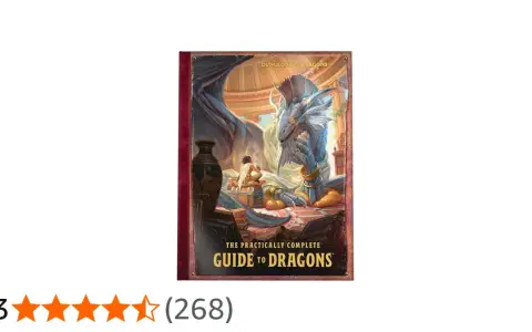 Copertina di "The Practically Complete Guide to Dragons", con un drago azzurro e un uomo. Un'enciclopedia per conoscere i sette draghi.