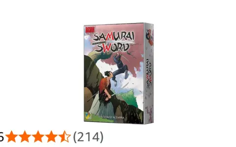 Scatola del gioco da tavolo Samurai Sword, con due samurai che si affrontano in un duello all'ultimo sangue.