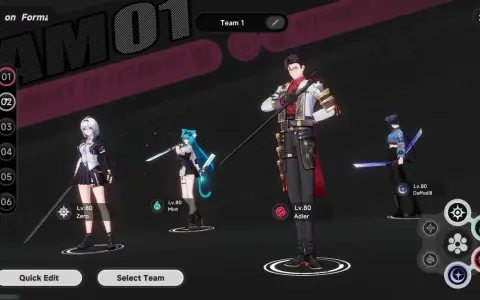 Personaggi pronti per i giochi roleplay: Zero, Mint, Adler e Daffodill, tutti al livello 80.