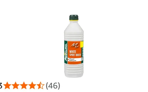 Flacone di white spirit solvente per pulizie e diluizioni.