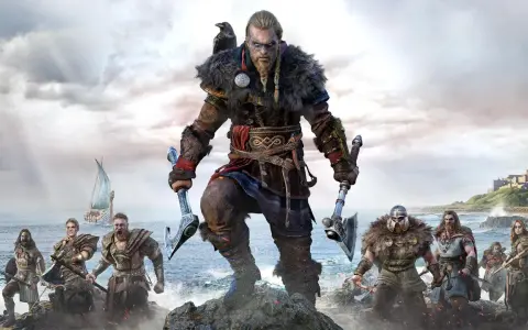 Guerrieri vichinghi pronti alla battaglia, con Eivor in primo piano, nel gioco Valhalla. Navigano verso terre sconosciute.