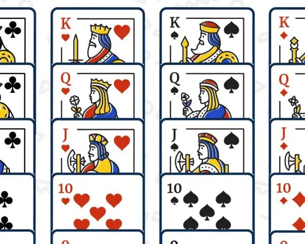 Carte da gioco: Re, Regina e Fante di cuori, quadri, fiori e picche. Un set completo per il tuo gioco di carte King.