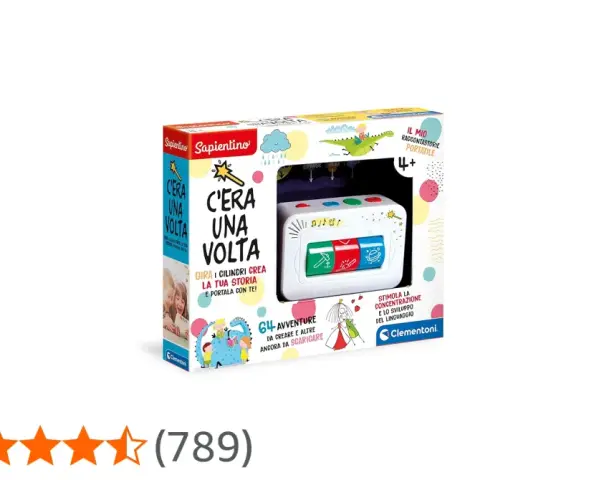C'era una volta, un gioco di carte Clementoni per creare storie. Stimola la concentrazione e lo sviluppo del linguaggio.