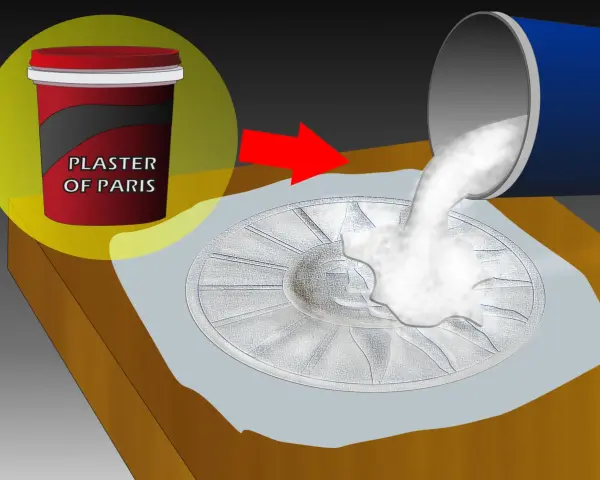Creazione di stampi fai da te senza silicone: gesso versato in un modello dettagliato.