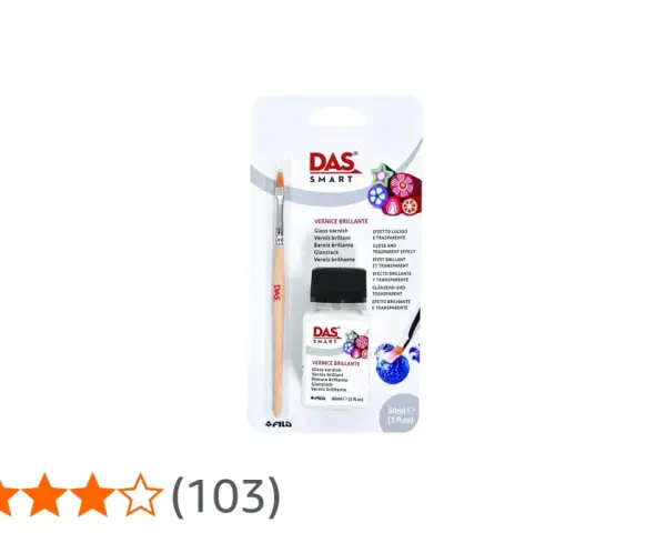 Kit per dare un effetto lucido e trasparente al Das asciutto: include vernice brillante e pennello.