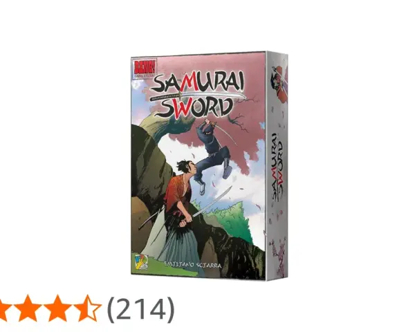 Scatola del gioco da tavolo Samurai Sword, con due samurai che si affrontano in un duello all'ultimo sangue.