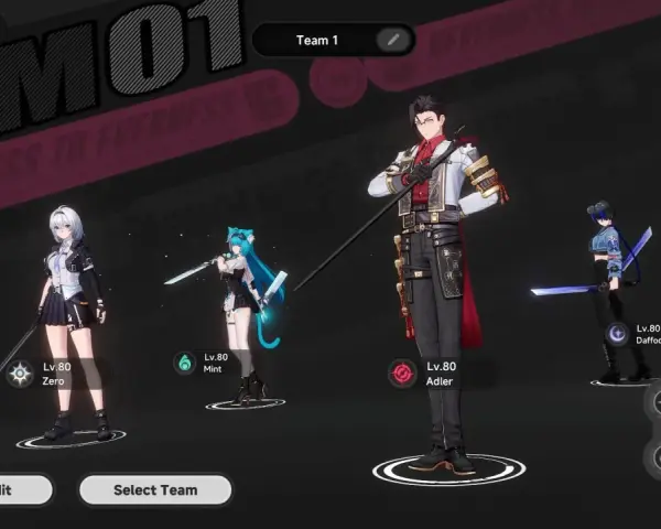 Personaggi pronti per i giochi roleplay: Zero, Mint, Adler e Daffodill, tutti al livello 80.