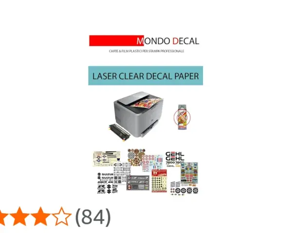 Carta per decalcomanie laser trasparente, con stampante, cartucce e vari fogli di decalcomanie, per dare un nuovo significato alle tue creazioni.