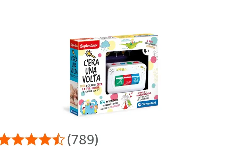 C'era una volta, un gioco di carte Clementoni per creare storie. Stimola la concentrazione e lo sviluppo del linguaggio.