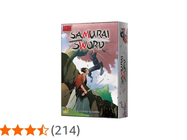 Scatola del gioco da tavolo Samurai Sword, con due samurai che si affrontano in un duello all'ultimo sangue.