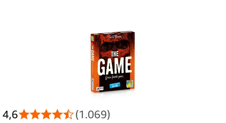 Scatola del gioco da tavolo "The Game", con un teschio rosso e la scritta "Gioca finché puoi...". Include espansione.