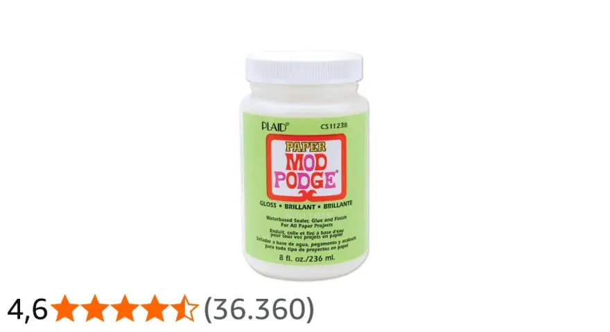 Barattolo di **Mod Podge** Gloss, sigillante, colla e finitura a base d'acqua per progetti in carta.