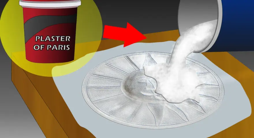 Creazione di stampi fai da te senza silicone: gesso versato in un modello dettagliato.