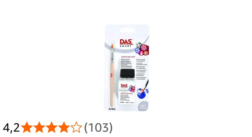 Kit per dare un effetto lucido e trasparente al Das asciutto: include vernice brillante e pennello.