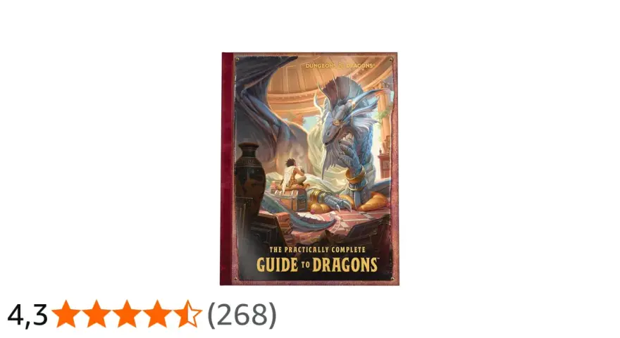 Copertina di "The Practically Complete Guide to Dragons", con un drago azzurro e un uomo. Un'enciclopedia per conoscere i sette draghi.