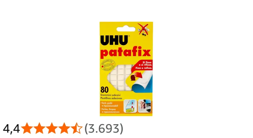 UHU patafix: gommini adesivi riposizionabili per fissare e rifissare. Ideali per foto e decorazioni.