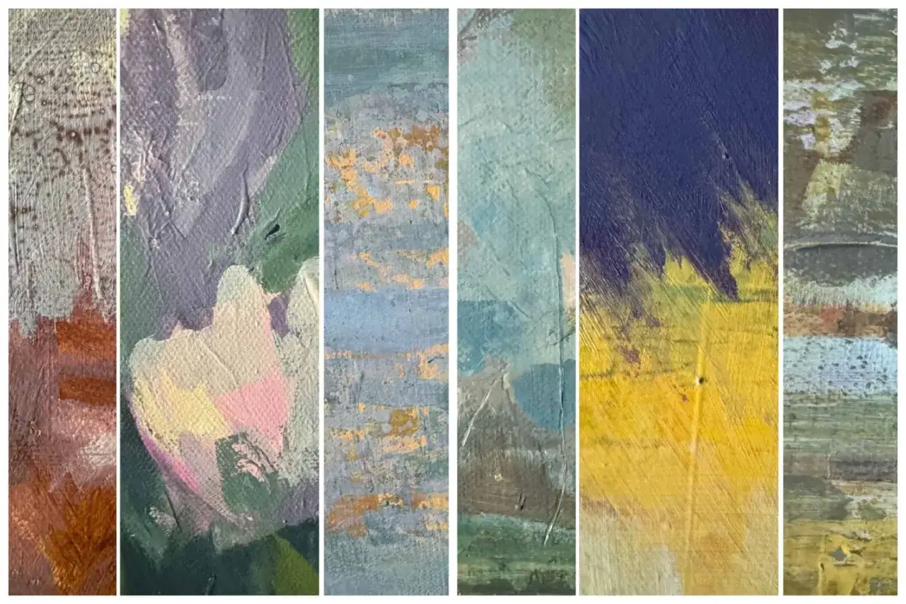Collage di texture pittoriche astratte, un'ispirazione per il tuo prossimo medium acrilico fai da te.