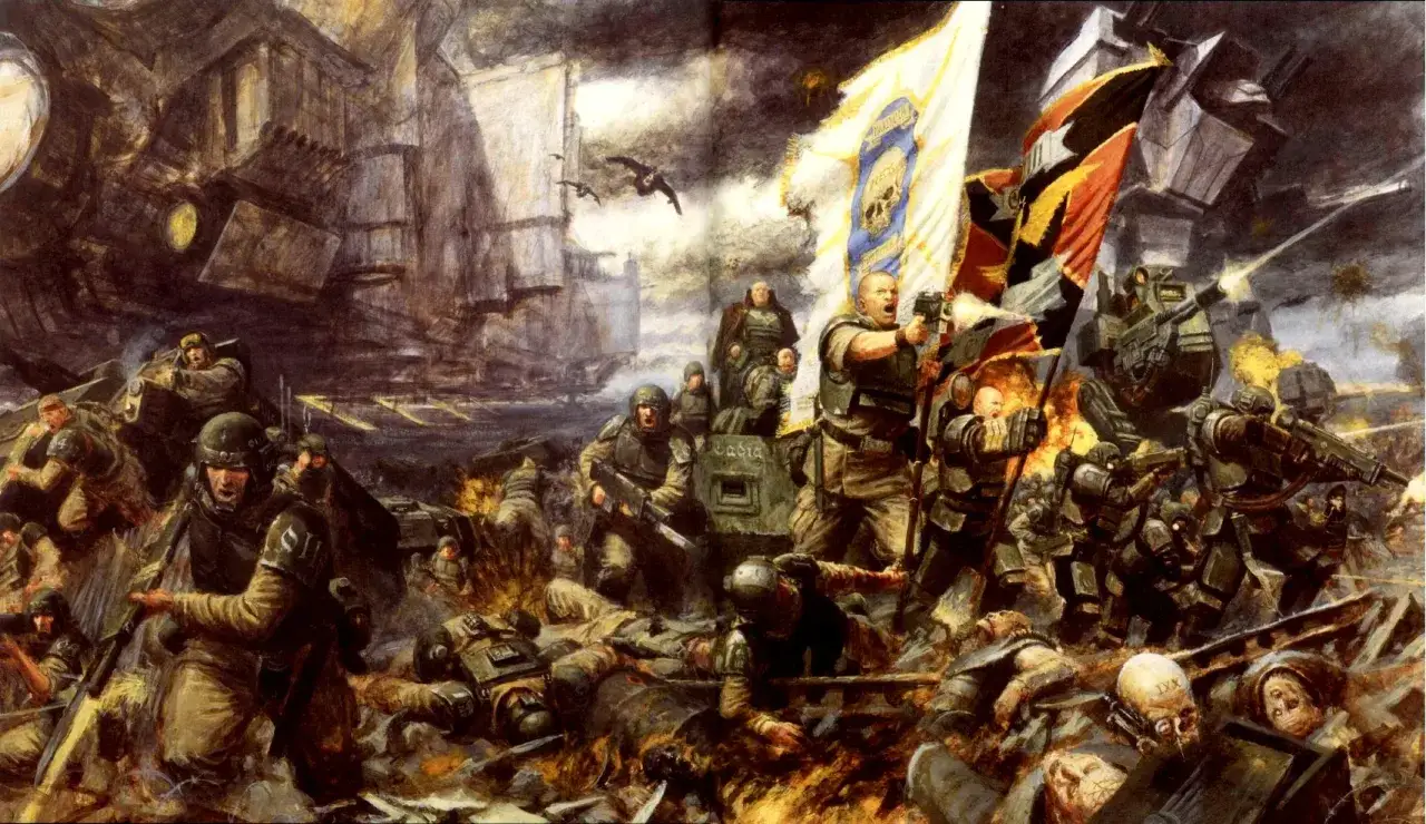 Soldati imperiali combattono ferocemente su Cadia, Warhammer 40,000. Cadia resiste!