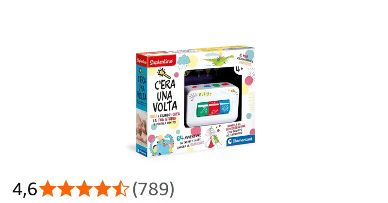 C'era una volta, un gioco di carte Clementoni per creare storie. Stimola la concentrazione e lo sviluppo del linguaggio.