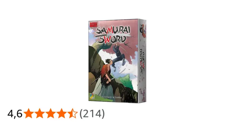 Scatola del gioco da tavolo Samurai Sword, con due samurai che si affrontano in un duello all'ultimo sangue.